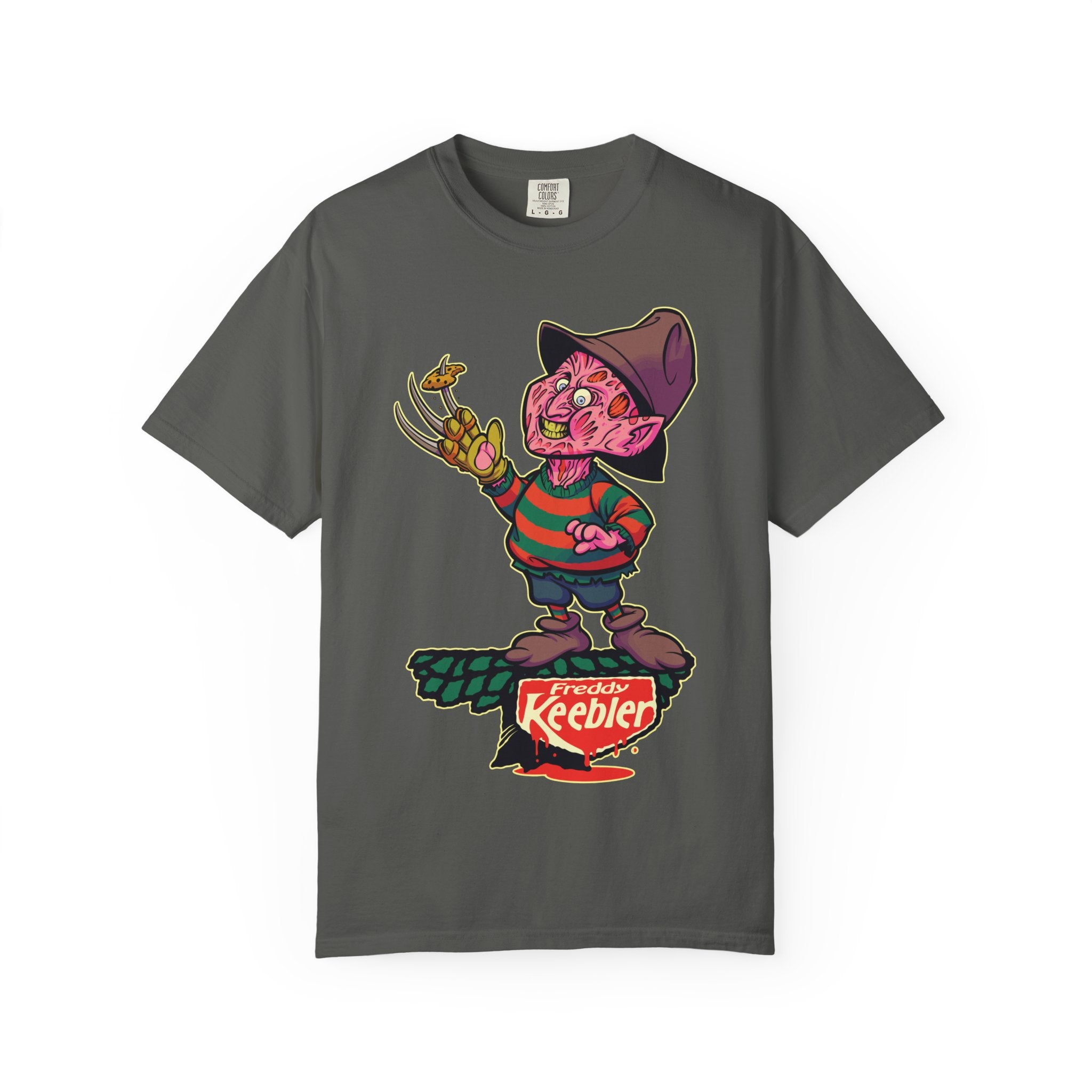 Elf Cookie Elm Street Tee - Spooky Holiday Horror Shirt - Sinful Threads