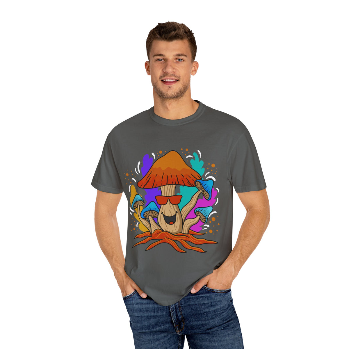 Psychedelic Mushroom Tee - Trippy Sunglasses Fungi Gift