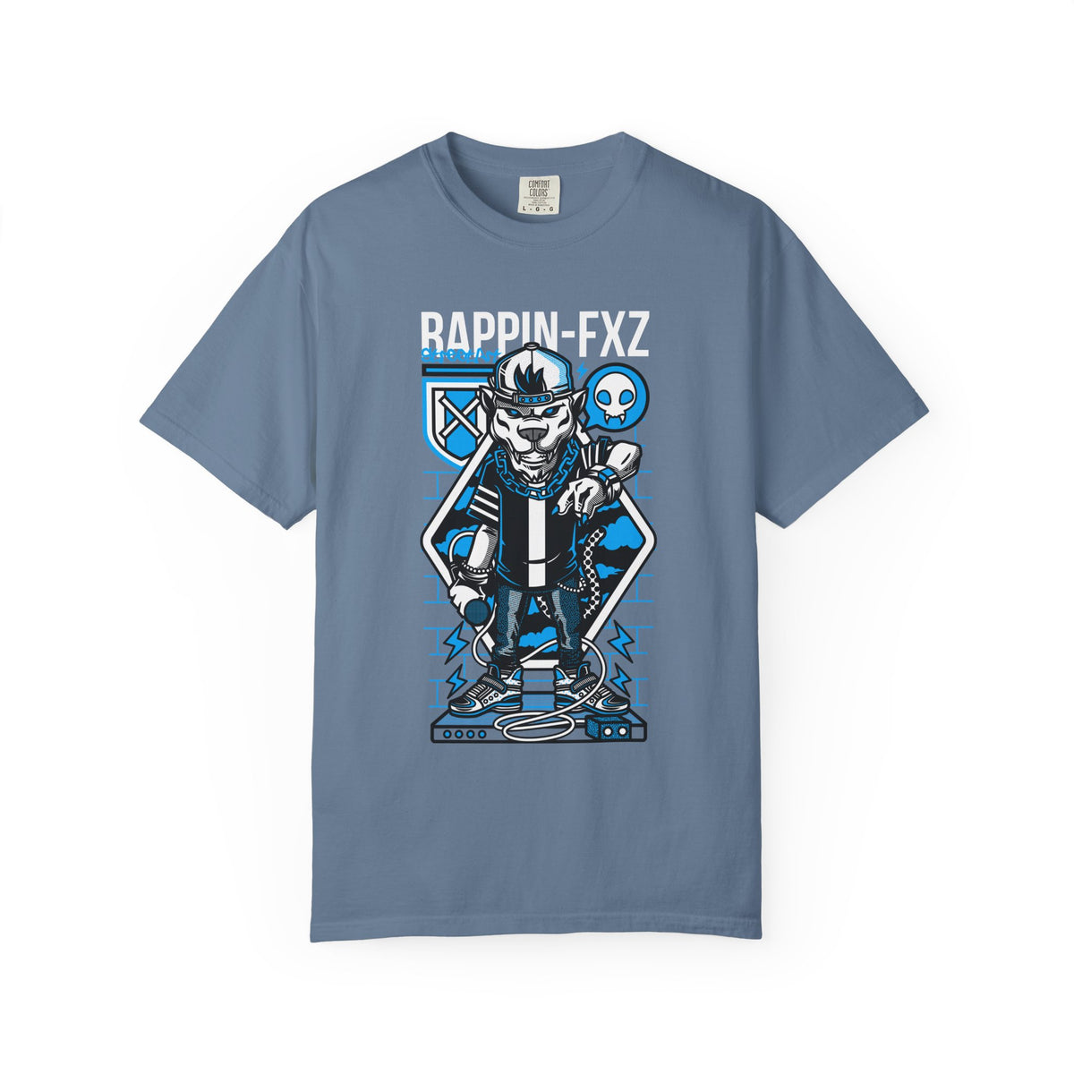 Gangster Wolf with Microphone Urban Art Drawing T-Shirt