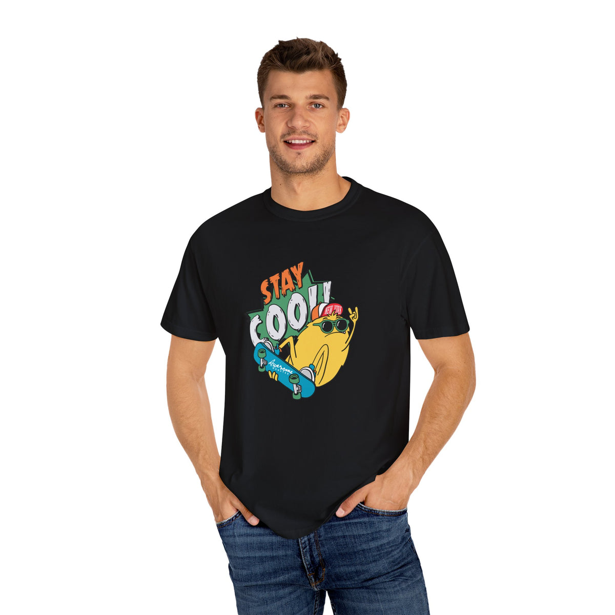 Stay Cool Awesome New York Skateboard Graphic T-Shirt