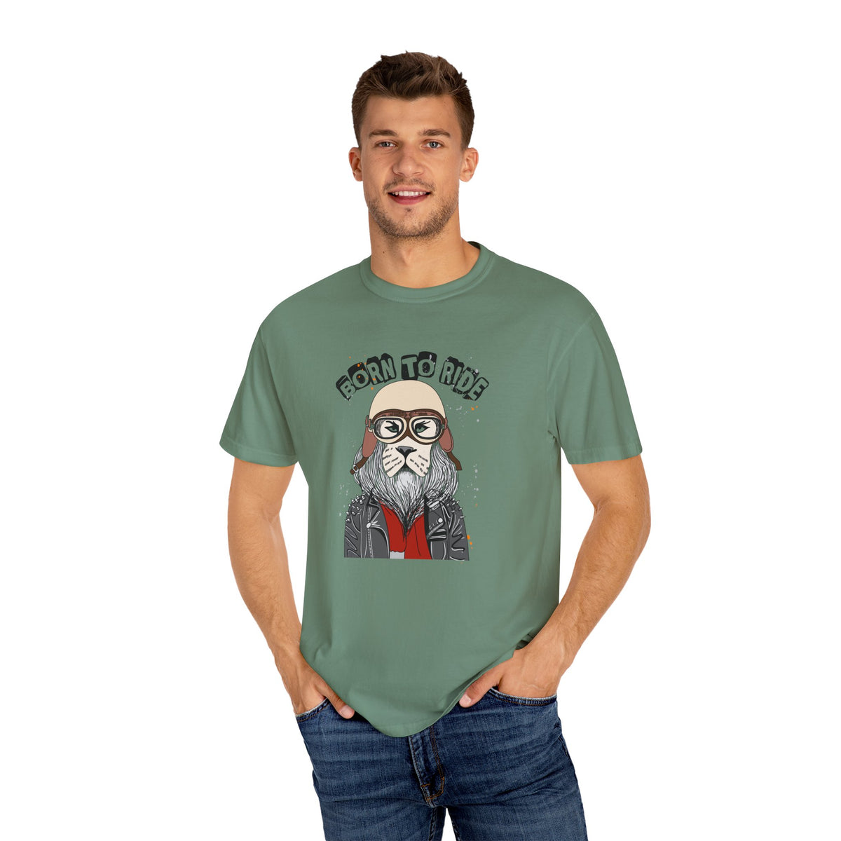 Born To Ride Dog Pilot Style Motorcycle Rider T-Shirt