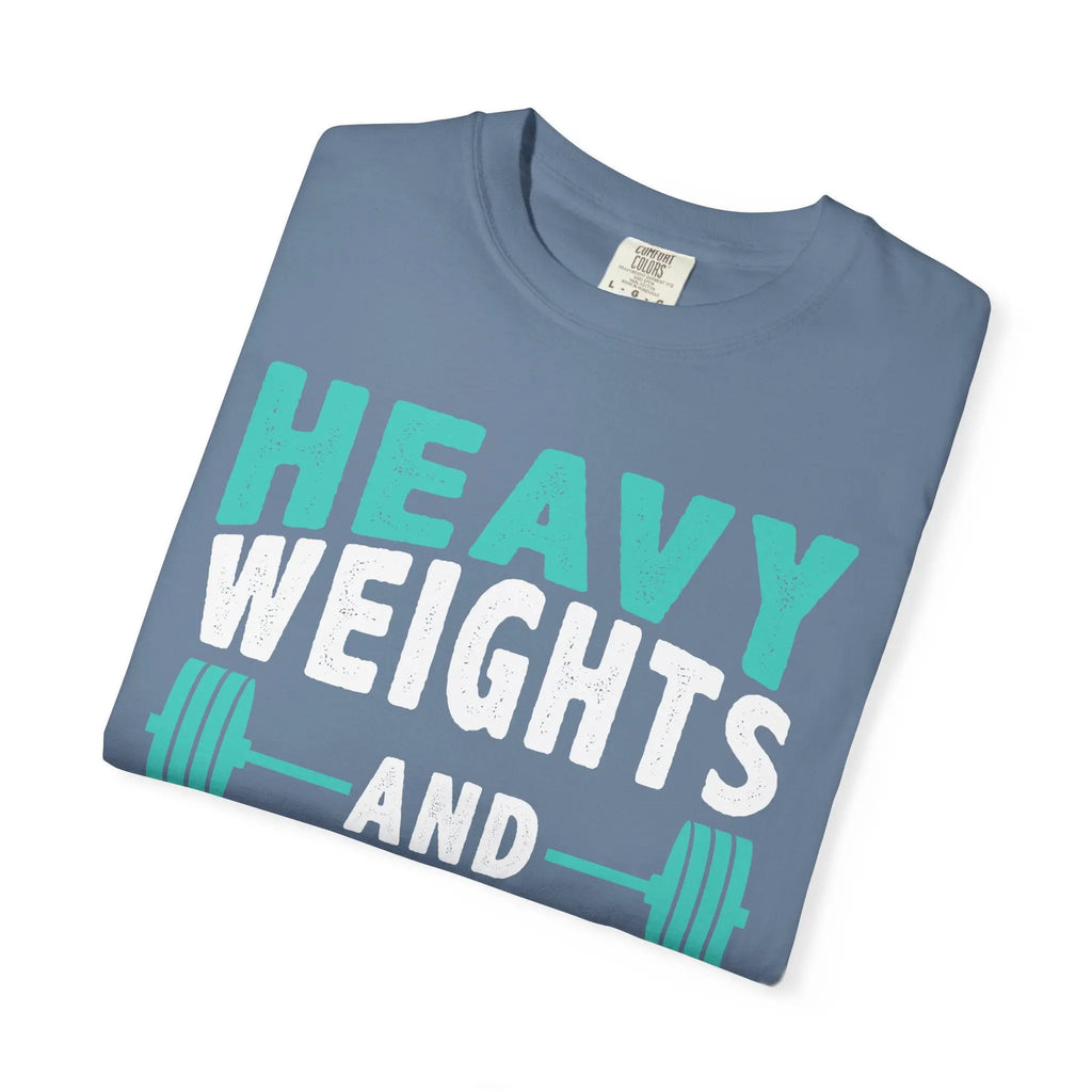 Gym Workout T-Shirt - Heavy Weights Protein Shakes Design for Lifters Printify