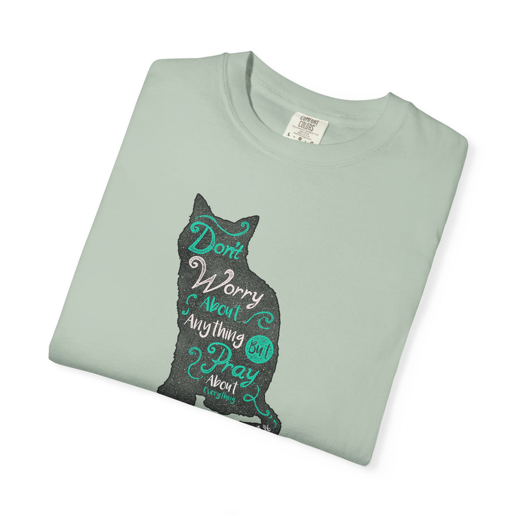 Don't Worry About Anything But Pray Christian Cat T-Shirt - Sinful Threads