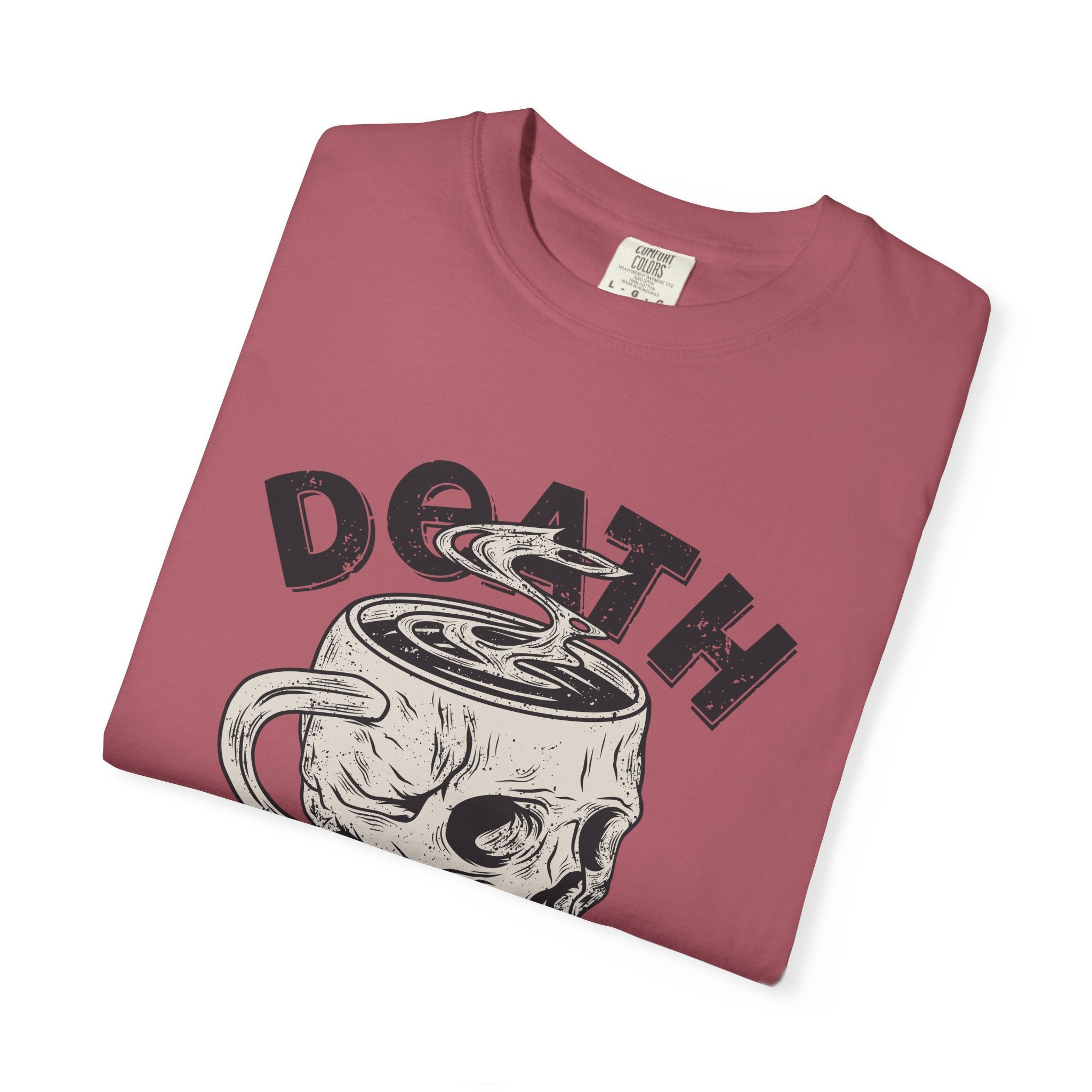 Coffee Skull Shirt - Death Before Decaf - Funny Caffeine Gift - Sinful Threads
