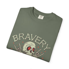 Funny Skull Shirt - Bravery Stupidity Tee - Cool Graphic