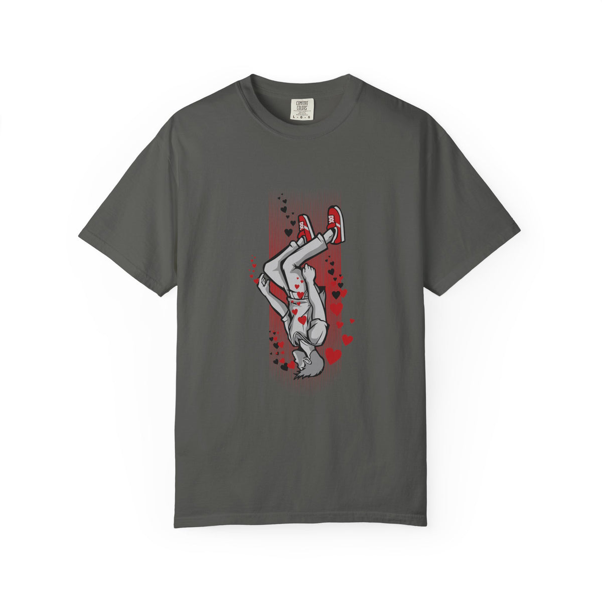 Upside Down Man with Hearts Valentines Style T-Shirt - Sinful Threads