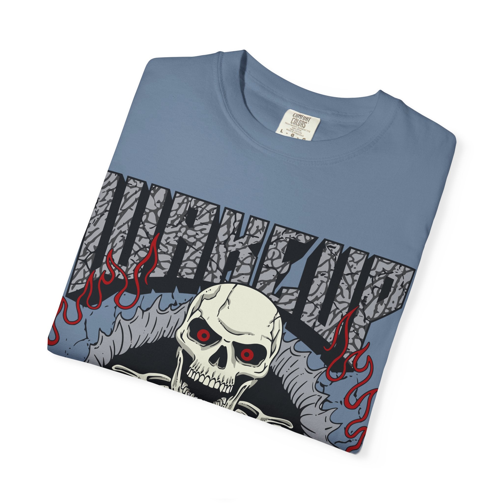 Skull Flame Shirt - Wake Up Fire Design Tee for Bold Style - Sinful Threads
