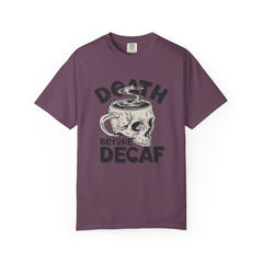 Coffee Skull Shirt - Death Before Decaf - Funny Caffeine Gift