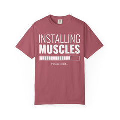 Installing Muscles Please Wait Funny Gym Fitness T-Shirt
