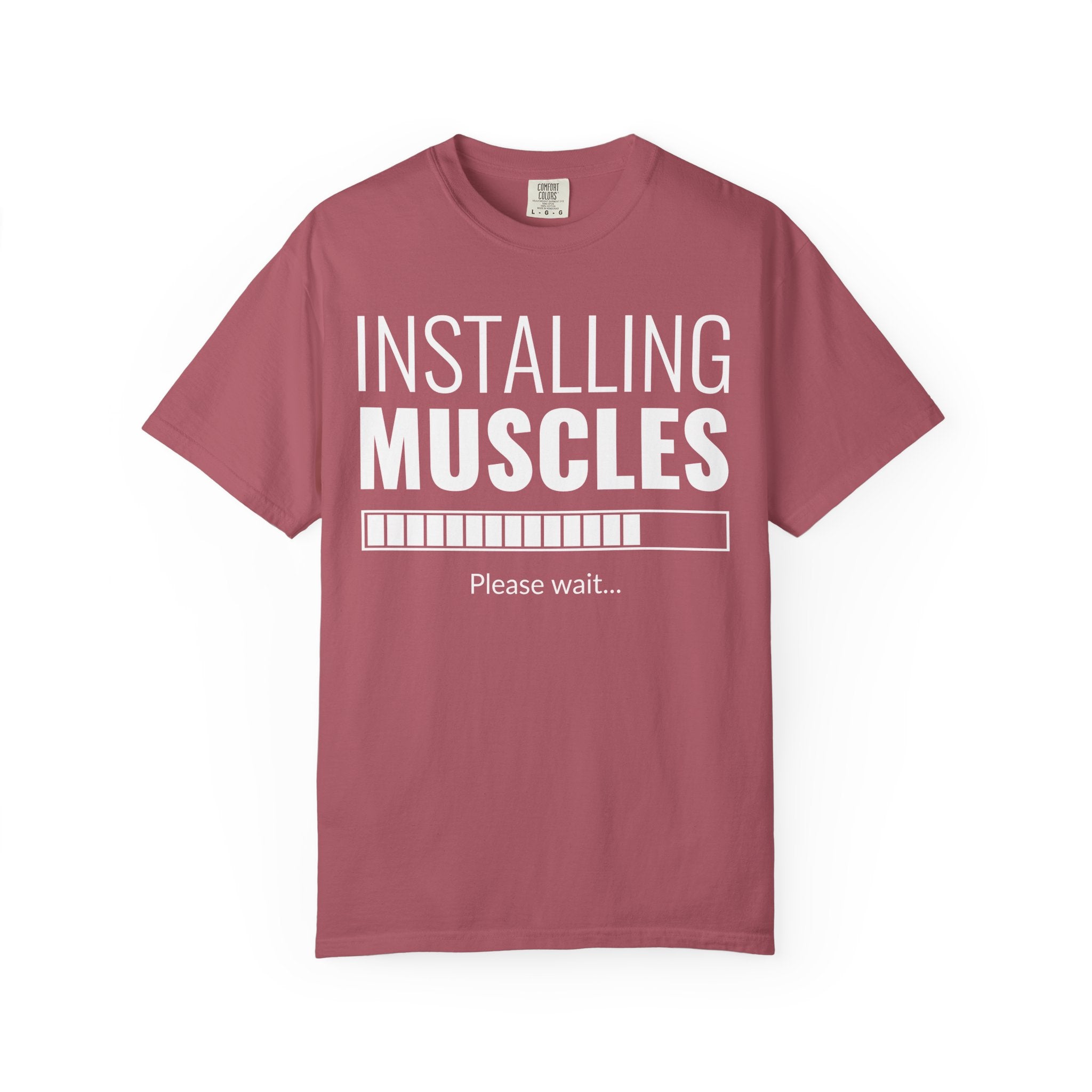 Installing Muscles Loading Bar T-Shirt - Funny Gym - Sinful Threads