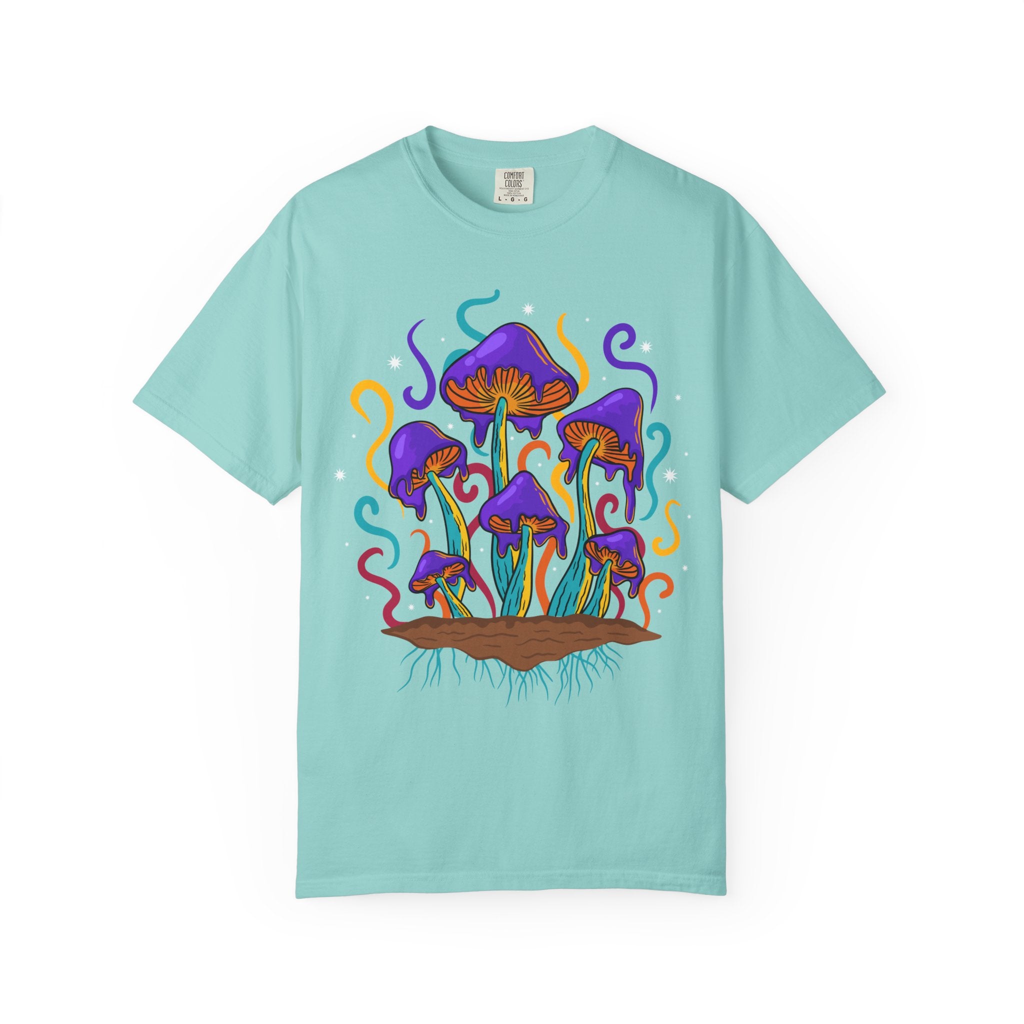 Psychedelic Mushroom Tee - Groovy Fungi Art Purple Gift - Sinful Threads