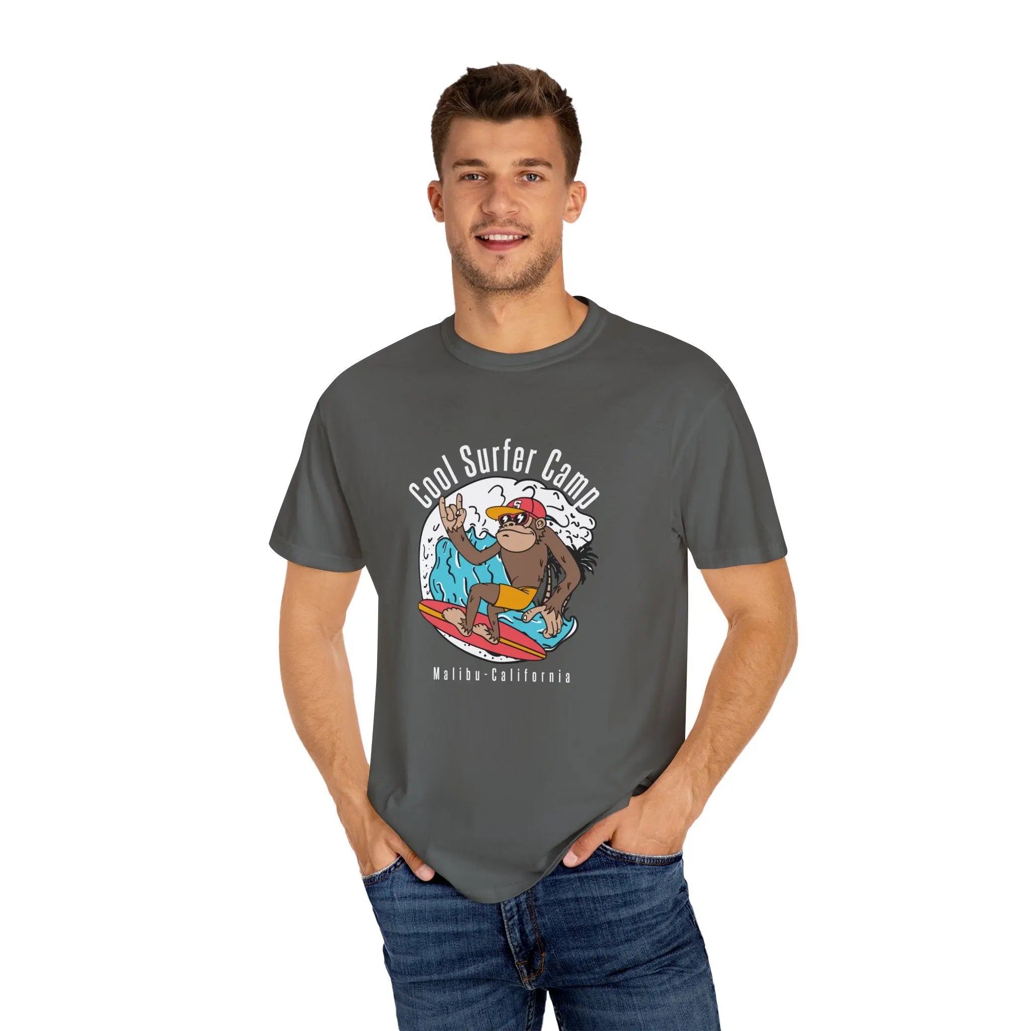Malibu California Cool Surfing Monkey Graphic Casual Wear T-Shirt - Sinful Threads
