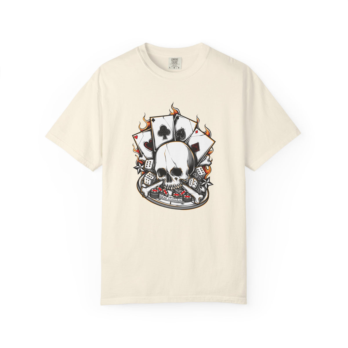 Skull Playing Cards Dice Gambling Casino Design T-Shirt