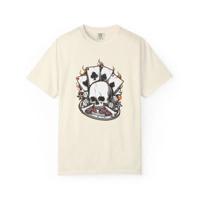 Skull Playing Cards Dice Gambling Casino Design T-Shirt - Sinful Threads