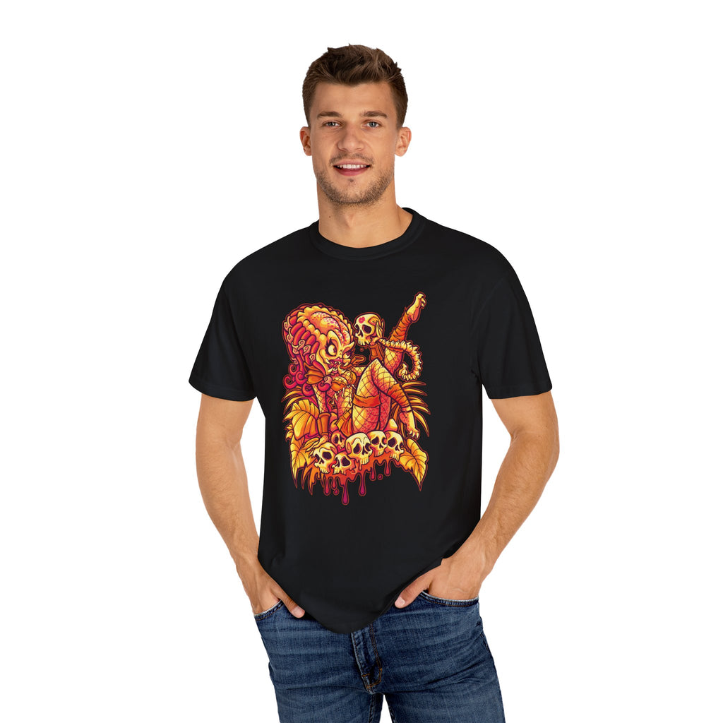 Alien Hunter Cartoon Tee - Cute She Predator Graphic Shirt - Sinful Threads