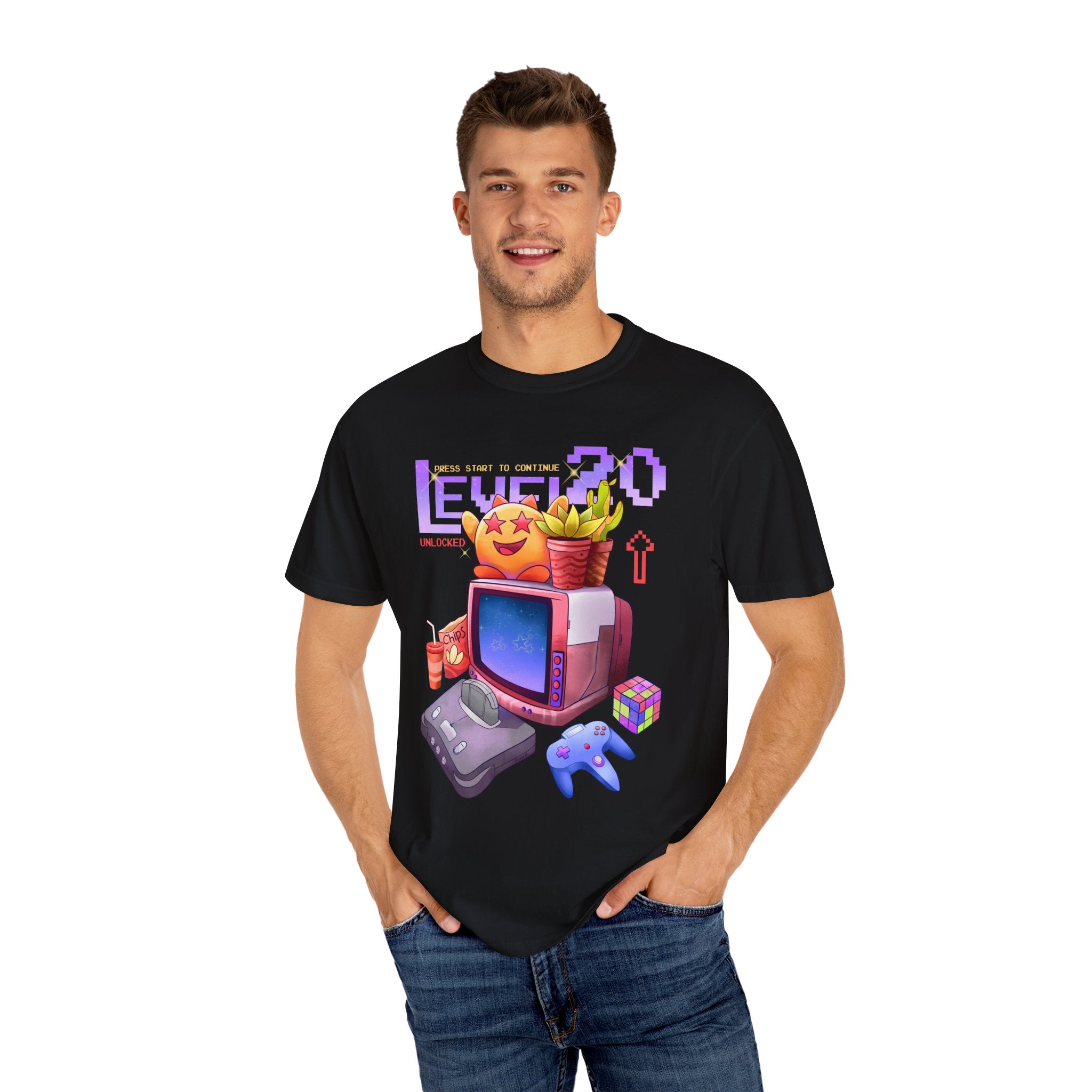 Retro Gaming Tee - Level 20 Pixel - 90s Birthday Gift - Sinful Threads