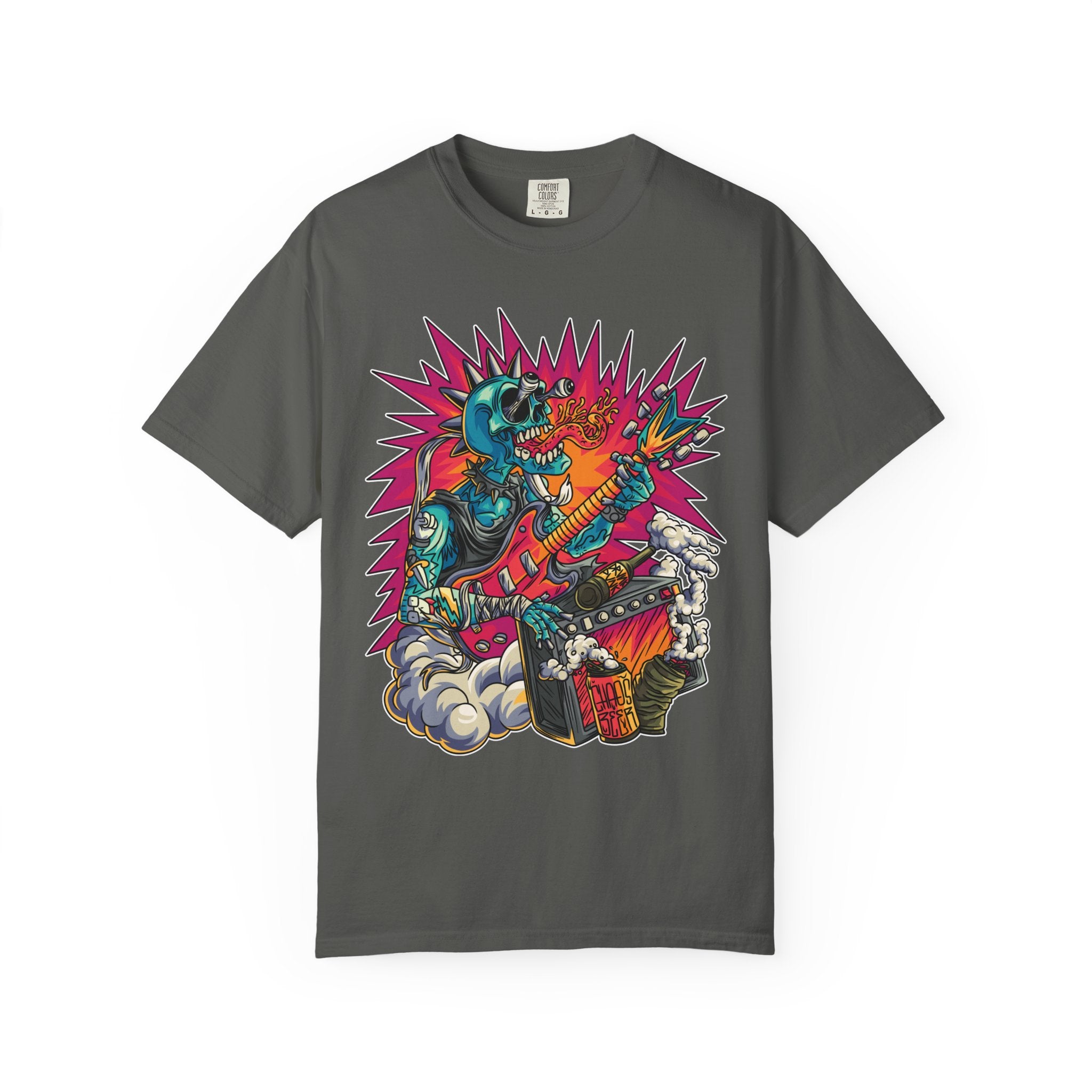 Rock Skull Guitarist Tee – Punk Metal Skeleton Shirt - Sinful Threads