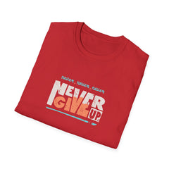 Never Give Up Groovy Tee - Retro Motivational Graphic Tee