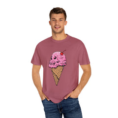 Skull Ice Cream Art With Cherry On Top Design T-Shirt