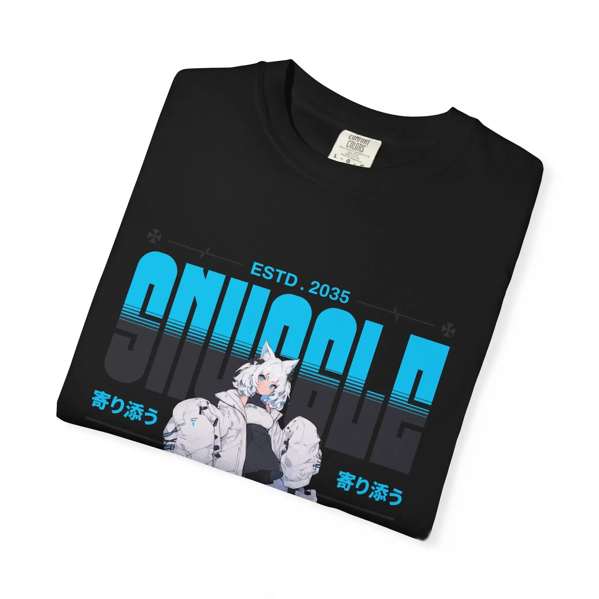 Kawaii Cat Girl Tee - Snuggle Manga Graphic - Cute Gift - Sinful Threads
