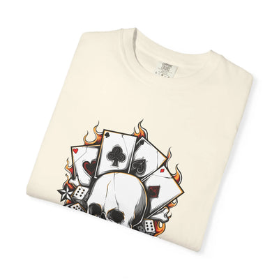 Skull Playing Cards Dice Gambling Casino Design T-Shirt - Sinful Threads