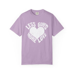 Less Guns More Love Heart Shaped Message Art T-Shirt - Sinful Threads