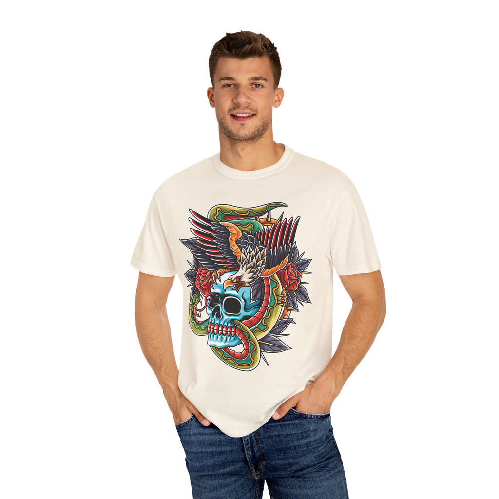 Biker Tattoo Shirt - Skull Eagle Snake Tee - Outlaw Apparel - Sinful Threads