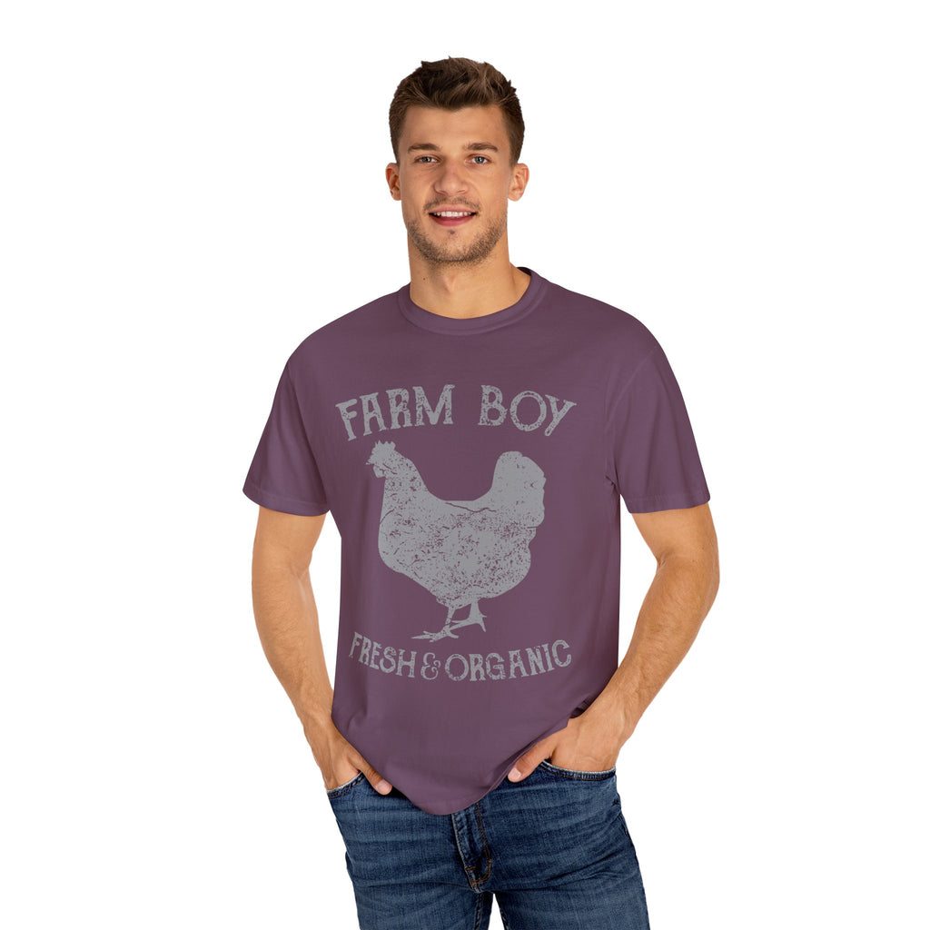 Farm Boy Fresh and Organic Graphic Print Rooster T-Shirt - Sinful Threads