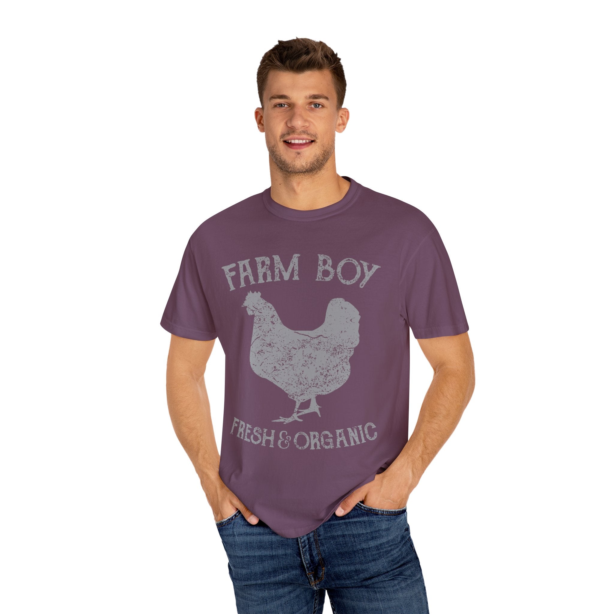 Farm Boy Fresh and Organic Graphic Print Rooster T-Shirt - Sinful Threads