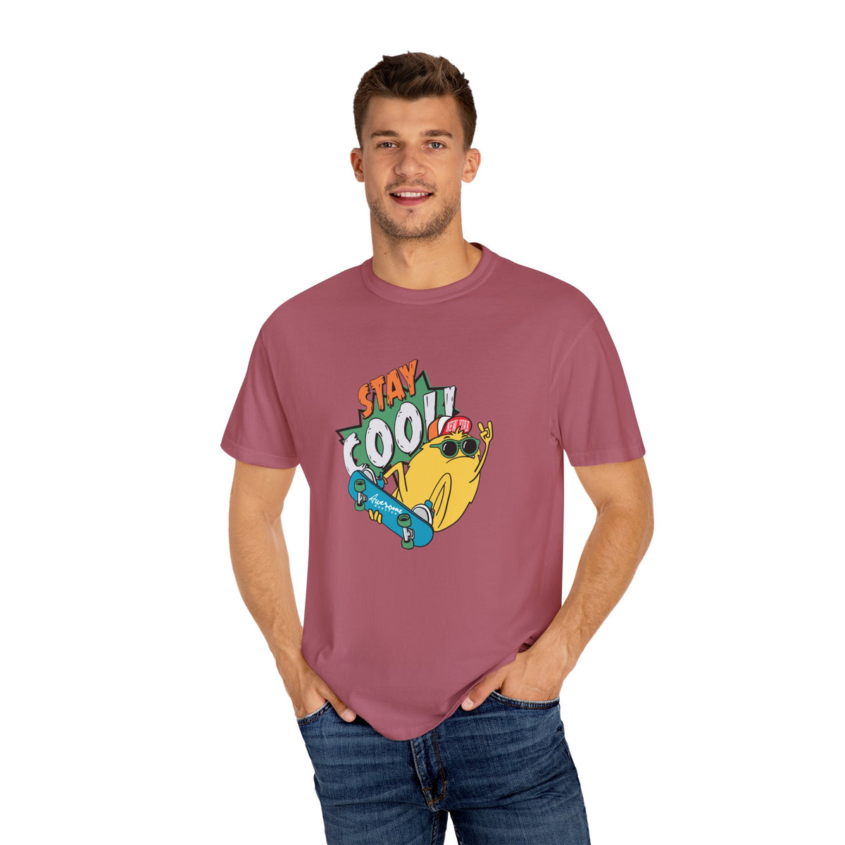 Stay Cool Awesome New York Skateboard Graphic T-Shirt