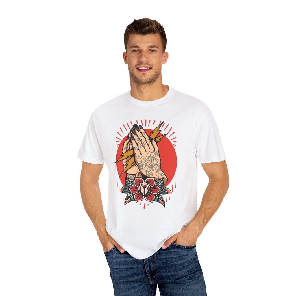 Praying Hands Shirt - Traditional Flash Art Tee - Tattoo Gift - Sinful Threads