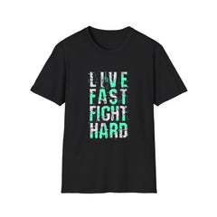 Live Fast Fight Hard Motivational Sports Tee - Action Mindset