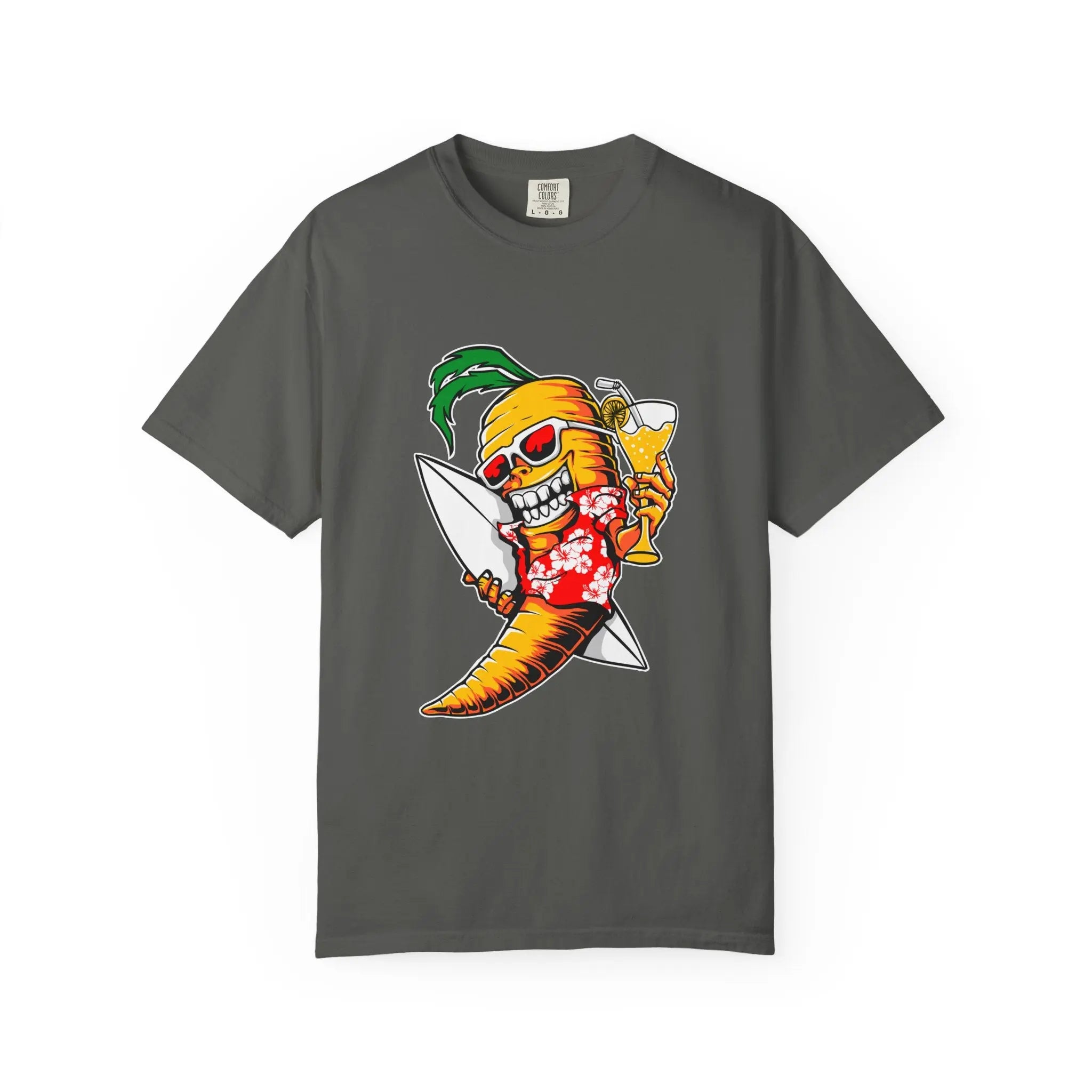 Surfing Carrot With a Drink Graphic Awesome T-Shirt - Sinful Threads