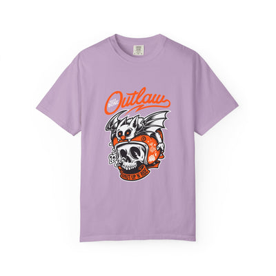 Outlaw Skull with Bat Rider Life To Ride Graphic T-Shirt - Sinful Threads
