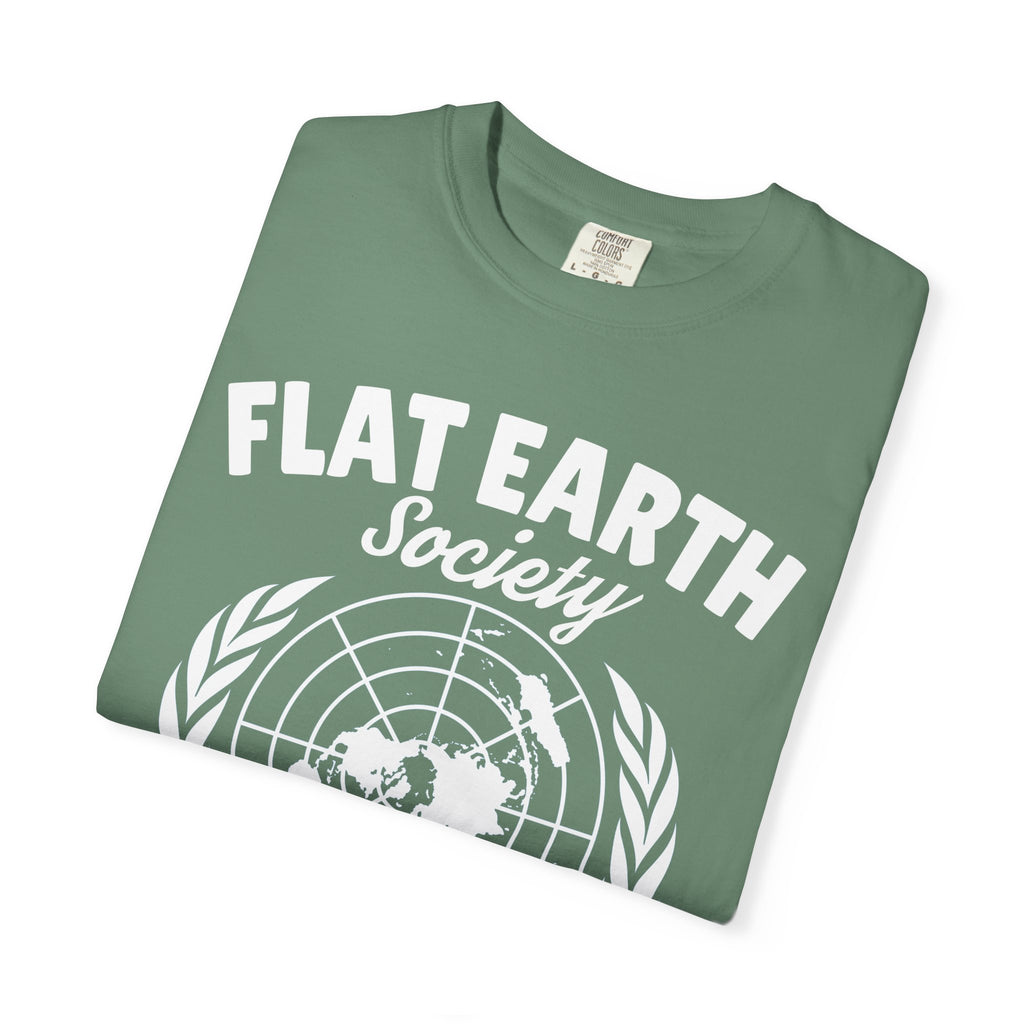 Flat Earth Society Question Everything Funny Design T-Shirt - Sinful Threads