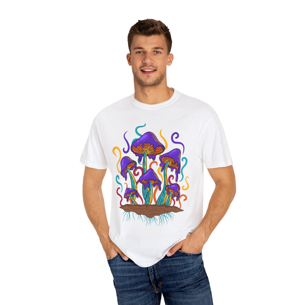 Psychedelic Mushroom Tee - Groovy Fungi Art Purple Gift - Sinful Threads