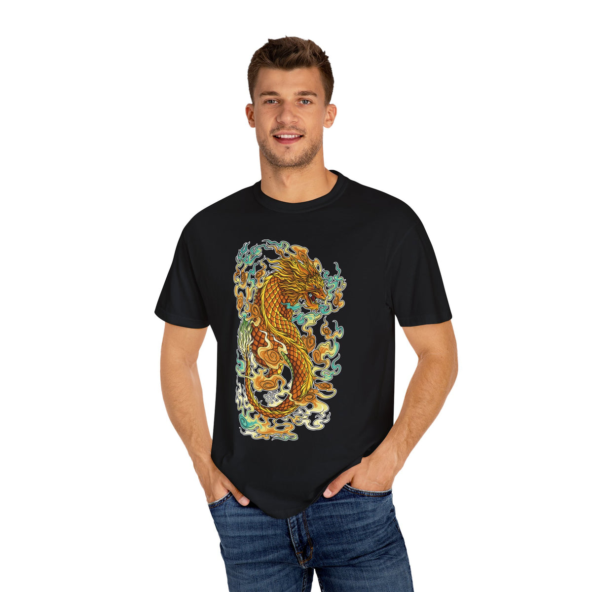 Golden Dragon Graphic Tee – Fantasy Creature Top