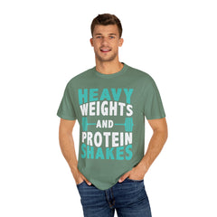 Heavy Weights Protein Shakes Gym Workout T-Shirt for Lifters