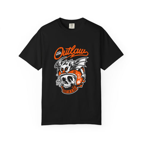 Outlaw Skull with Bat Rider Life To Ride Graphic T-Shirt