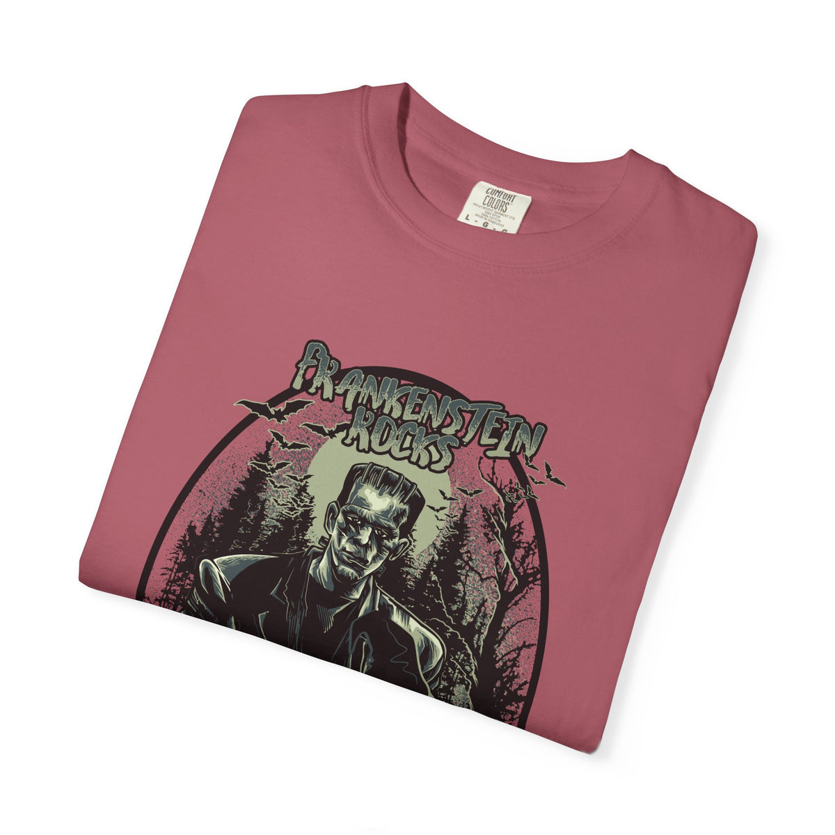 Frankenstein Rocks Halloween Graphic Novelty Design T-Shirt