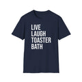 Live Laugh Toaster Bath Tee - Dark Humor Graphic Parody Shirt Printify