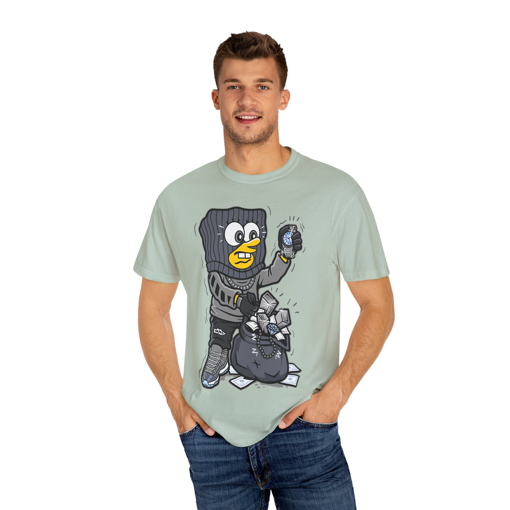 Cartoon Burglar Tee – Funny Diamond Loot Graphic Shirt - Sinful Threads