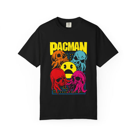 80s Arcade Pacman Ghost Skull Tee Retro Gaming Geeky Gift