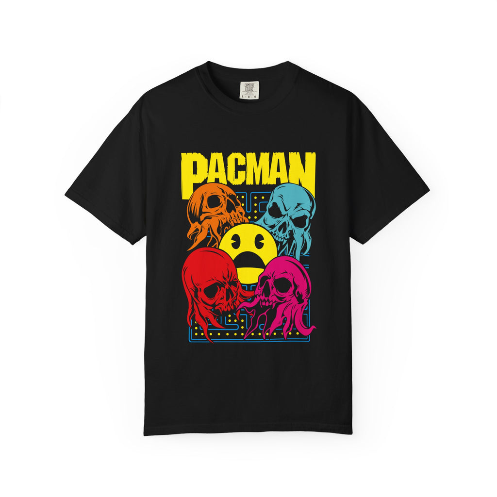 80s Arcade Pacman Ghost Skull Tee Retro Gaming Geeky Gift - Sinful Threads