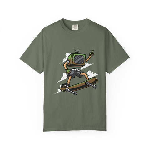 TV Head Skater Shirt - Retro Television Tee - Funny Geek Gift
