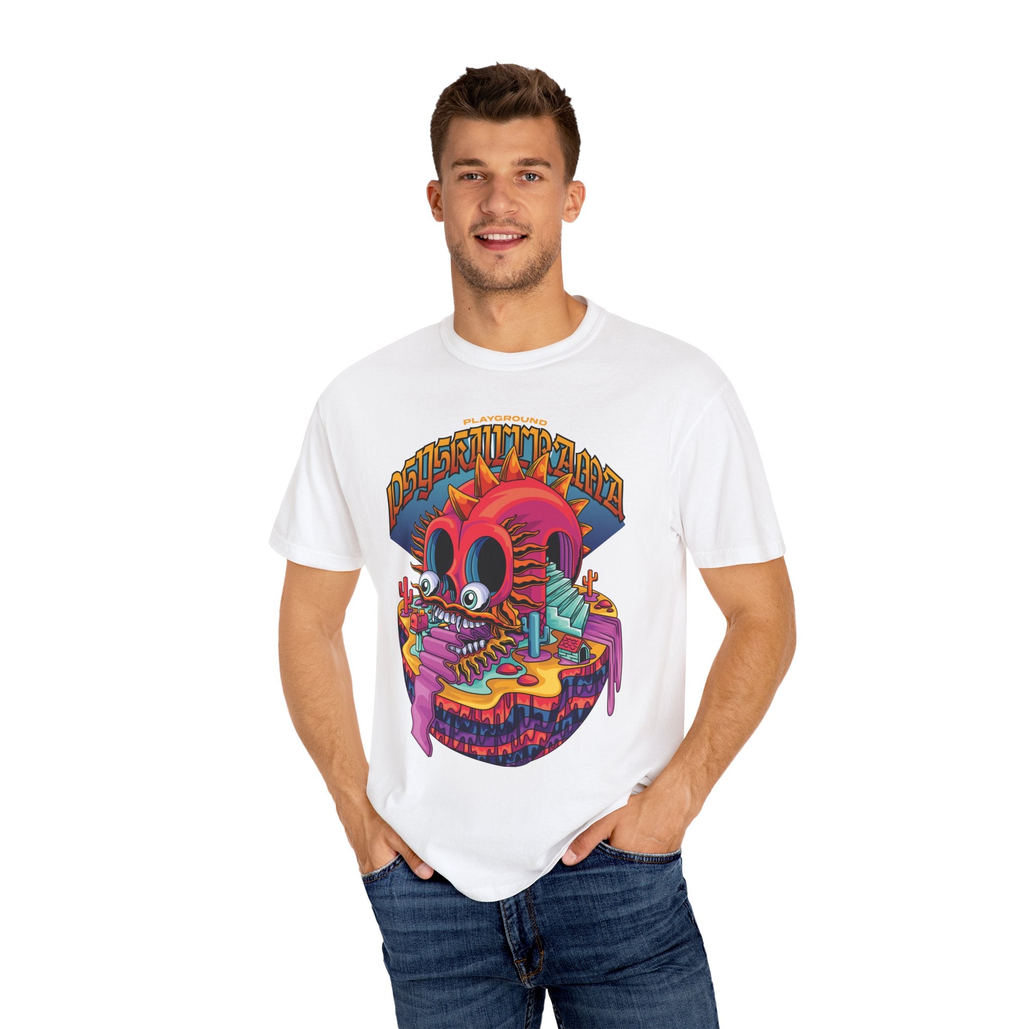 Surreal Skull Playground Tee – Weirdcore Skull Shirt – Colorful Art - Sinful Threads