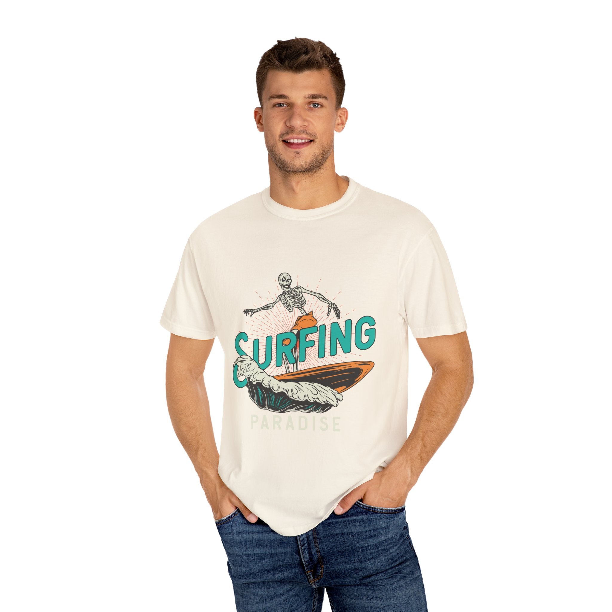 Surfing Skeleton Shirt - Funny Skeleton Tee - Retro Surf Gift - Sinful Threads