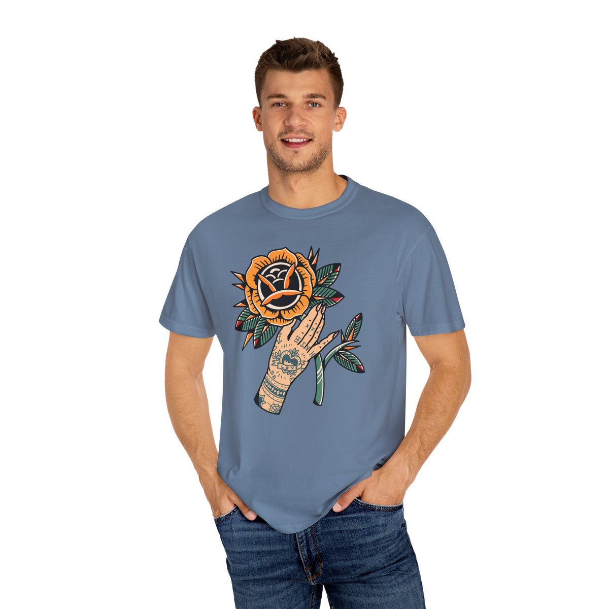 Tattoo Rose Shirt - Hand Holding Flower Tee, Artistic Gift