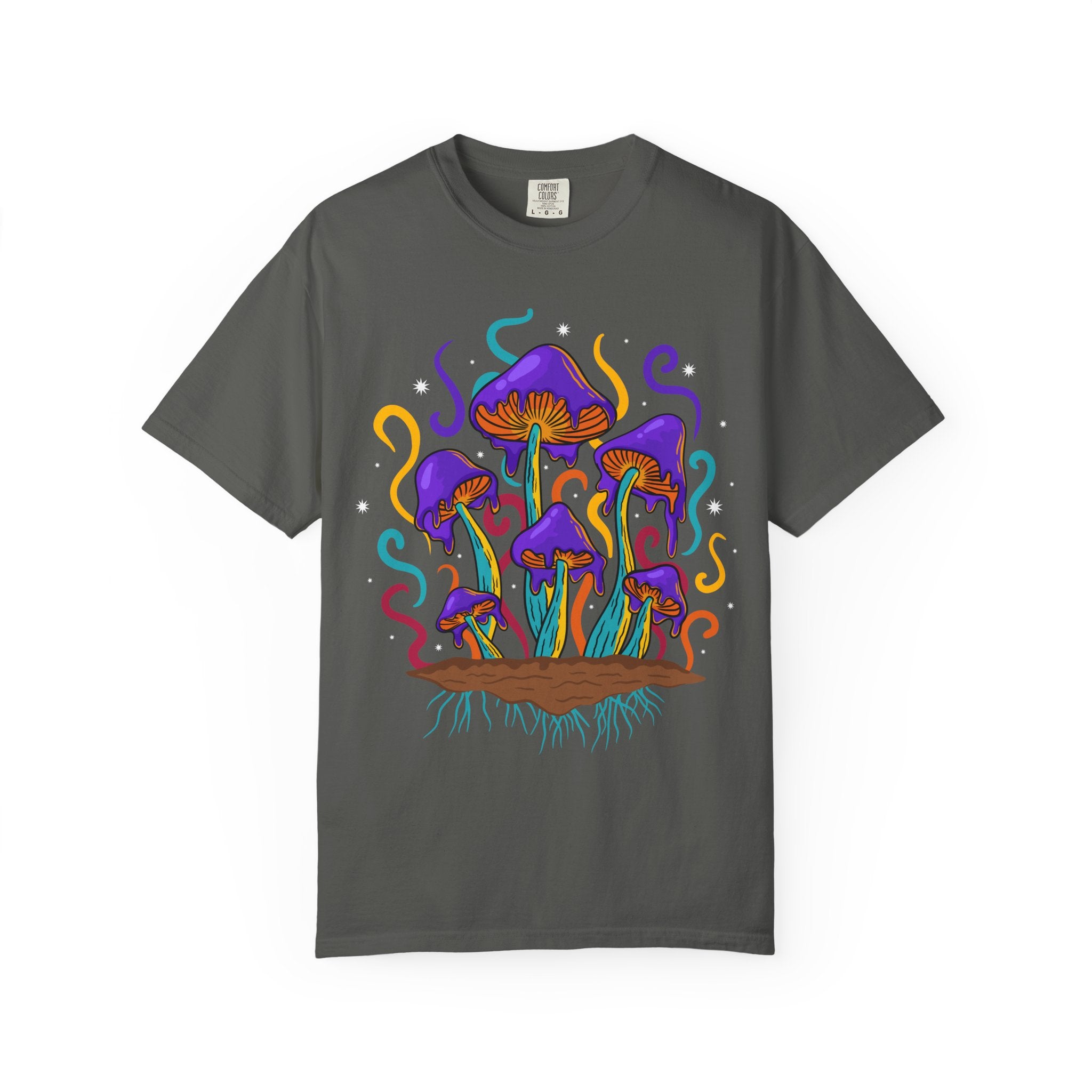 Psychedelic Mushroom Tee - Groovy Fungi Art Purple Gift - Sinful Threads