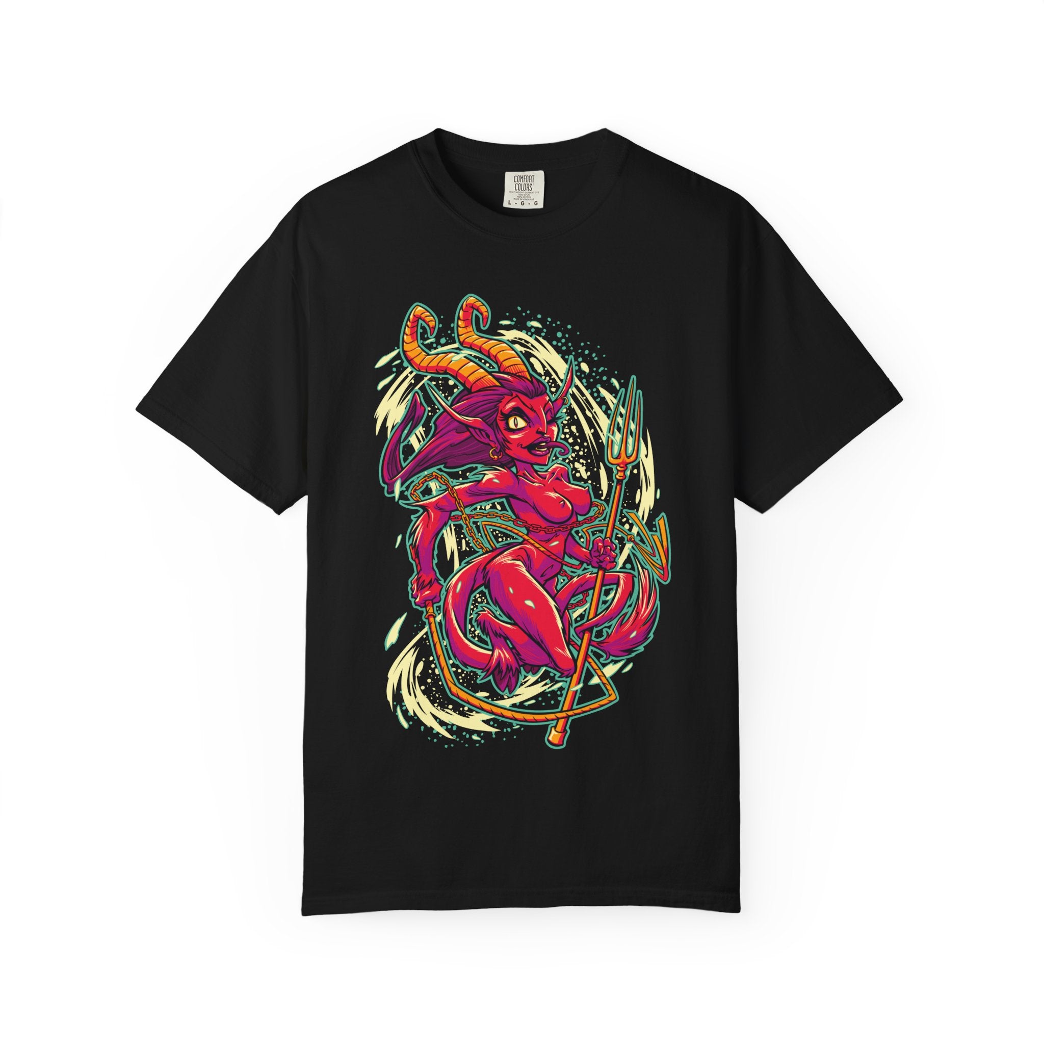 Female Krampus T-Shirt - Cute She Devil Cartoon Tee - Sinful Threads